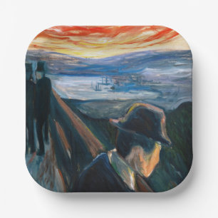 Plato De Papel Edvard Munch - Sick Mood at Sunset, desesperación 