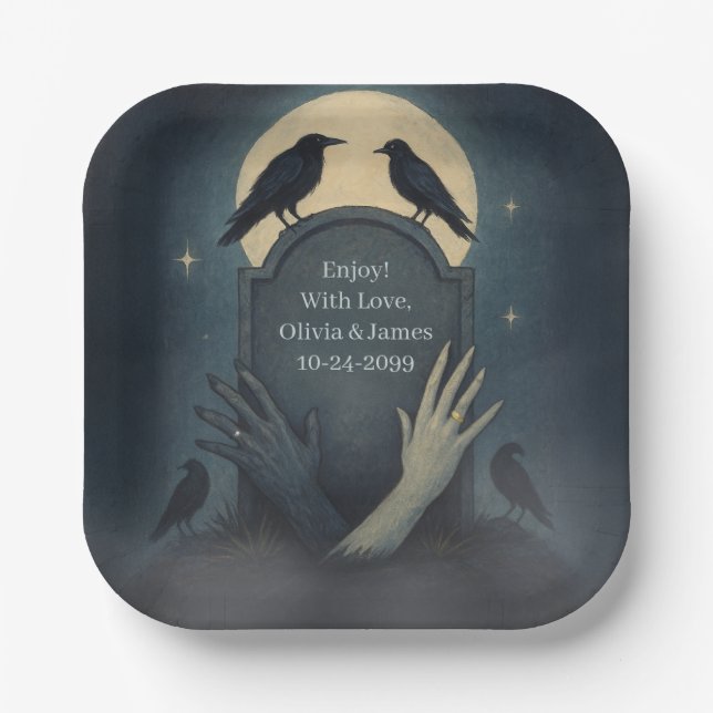 Plato De Papel Eerie Elegant Zombie Boda Placas de papel (Anverso)