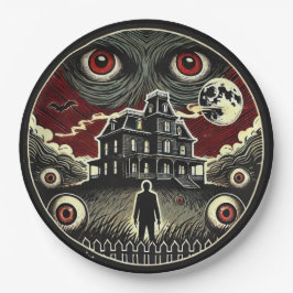 Plato De Papel Eerie Shadows Haunted House