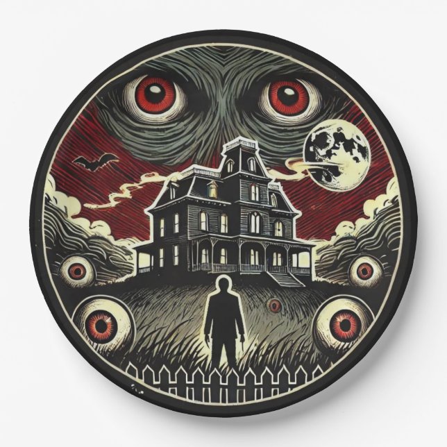 Plato De Papel Eerie Shadows Haunted House (Anverso)