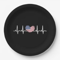 EEUU Flag Hearbeat ECG Electrocardiografía