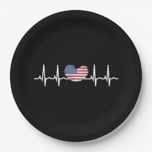 Plato De Papel EEUU Flag Hearbeat ECG Electrocardiografía