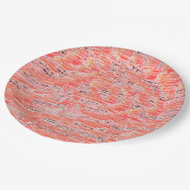 Plato De Papel Efecto de mosaico estrecho de salmón y melocotón