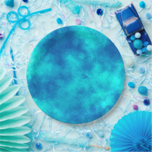 Plato De Papel Efecto de nube de tormenta de estilo Azul