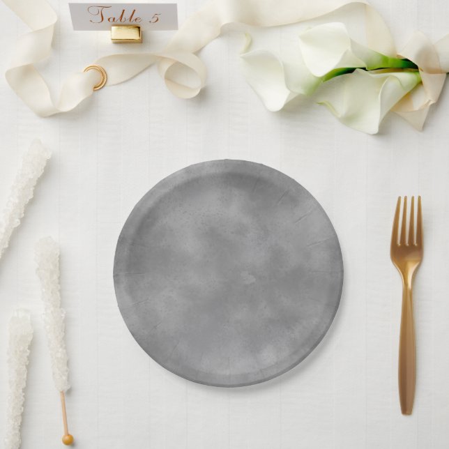 Plato De Papel Efecto Nube de tormenta de estilo Gris (Boda)