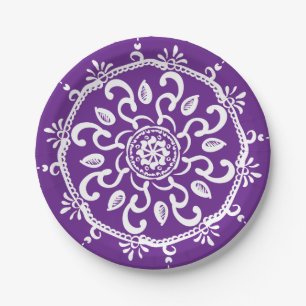 Plato De Papel Eggplant Mandala
