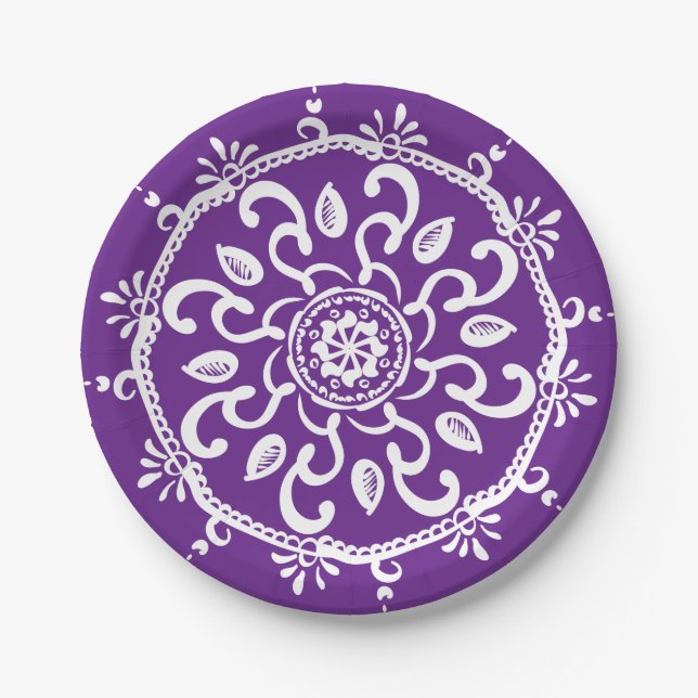 Plato De Papel Eggplant Mandala (Anverso)