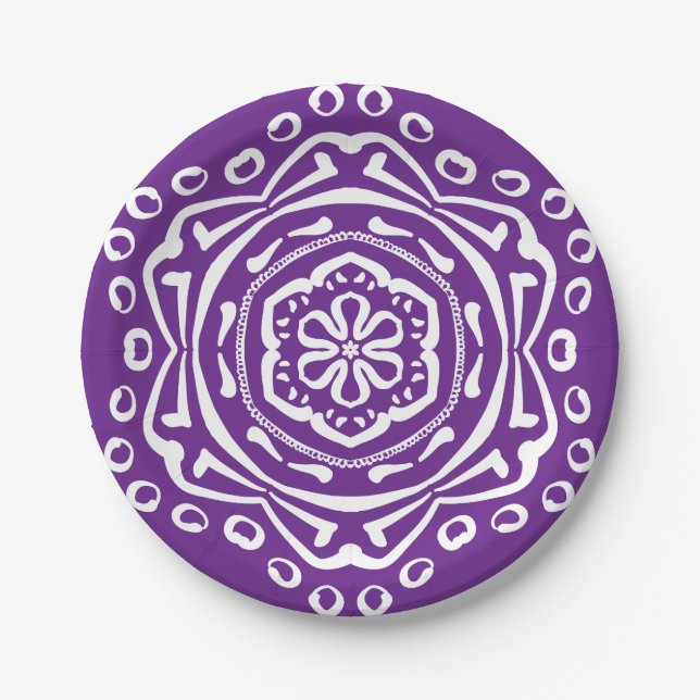 Plato De Papel Eggplant Mandala (Anverso)