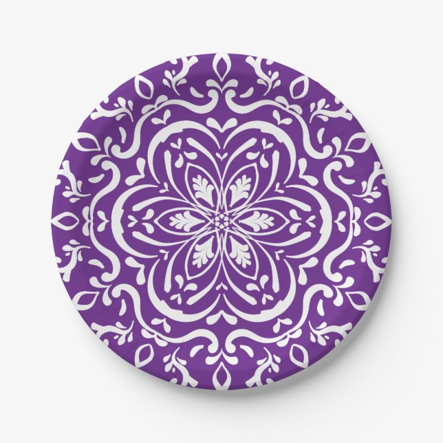 Plato De Papel Eggplant Mandala (Anverso)