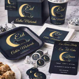 Plato De Papel Eid  Al Adha Dark Blue Sheep Dinner 