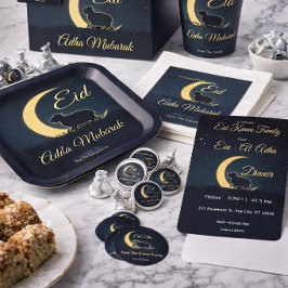 Plato De Papel Eid  Al Adha Dark Blue Sheep Dinner 