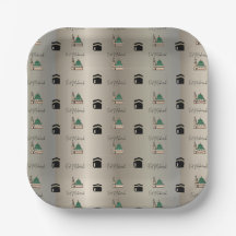 Plato de papel Eid Mubarak|Kaaba dorada y Masjid N