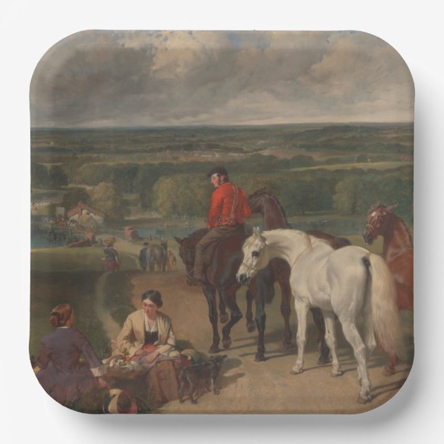 Plato De Papel Ejercicio de los caballos reales (arte equino) (Anverso)