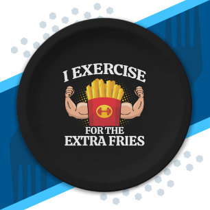 Plato De Papel Ejercicio Extra Fries - Meme Gracioso de Fitness d