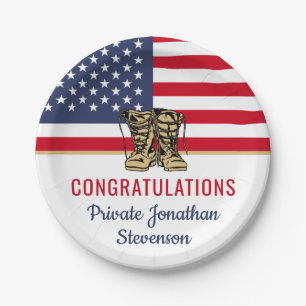 Plato De Papel Ejército de Graduación Militar Campamento de Arran