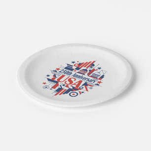 Plato De Papel El 250 aniversario de Estados Unidos