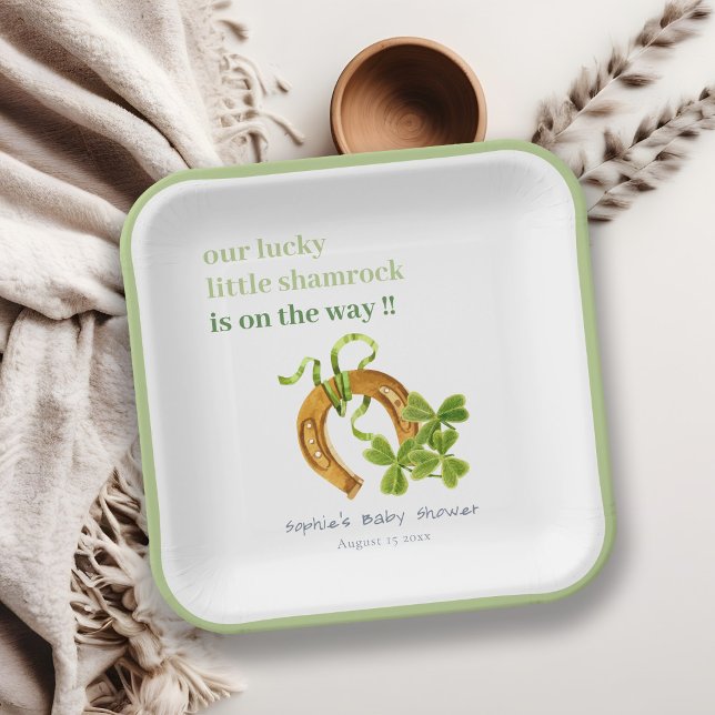 Plato De Papel El afortunado Shamrock St Patrick's Day Baby Showe (Subido por el creador)