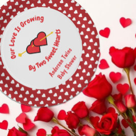 Plato De Papel El Amor Crece Por Dos Gemelos De Corazón