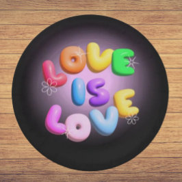 Plato De Papel El amor es amor: Placas de papel del orgullo del a