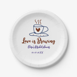 Plato De Papel El amor es Brewing brown bride color azul ducha ag
