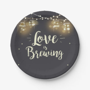 Plato De Papel El amor está elaborando cerveza las placas de