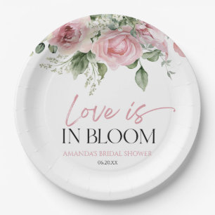 Plato De Papel El Amor Está En Bloom Floral Rosa Rosa Rosa Floral