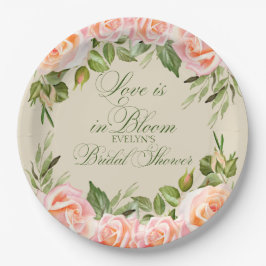 Plato De Papel El amor está en el Bloom Garden Bridal Shower