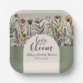 Plato De Papel El amor está en flor - Despedida de soltera de flo