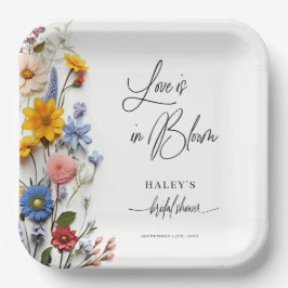 Plato De Papel El amor está en flor Invitación floral de primaver