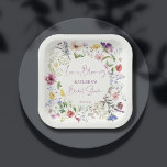 Plato De Papel El amor está floreciendo boho flor silvestre ducha<br><div class="desc">El amor está floreciendo Flor silvestre ducha de novia boho colorido prado salvaje primavera ducha de novia personalizada platos impresos plantilla decoración de mesa personalizada</div>