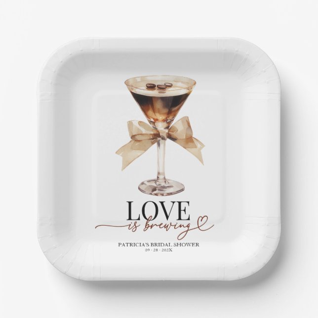 Plato De Papel El Amor está Preparando Brindis de Martini de Espr (Anverso)