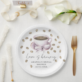Plato De Papel El amor está preparándose Bridal shower Bow Coffee