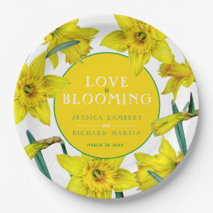 Plato De Papel El amor florece acuarela de la boda de primavera a
