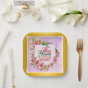Plato De Papel El amor florece en el corazón de una madre Flora