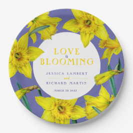 Plato De Papel El amor florece en la primavera amarilla