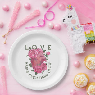 Plato De Papel El amor hace que todo crezca - arte romántico flor