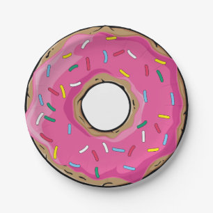 Plato De Papel El arco iris rosado asperja el buñuelo