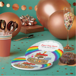 Plato De Papel El arcoiris Baby Shower de Noah