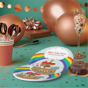 Plato De Papel El arcoiris Baby Shower de Noah