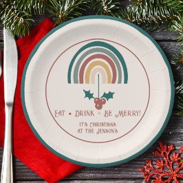 Plato De Papel El arcoiris de Boho Navidades