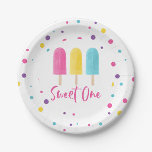 Plato De Papel El arcoiris pop dulce un primer cumpleaños