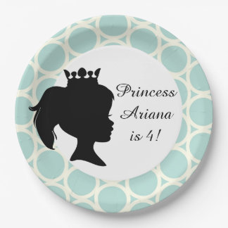 Plato De Papel El azul circunda las placas de papel de princesa