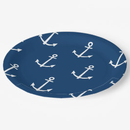 Plato De Papel El azul marino ancla el modelo 1