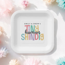 Plato De Papel El Baby Shower de la pequeña pareja humana Shindig