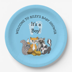 Plato De Papel El Baby Shower de Woodland Themed Boy