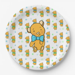 Plato De Papel El Baby Shower del chico del oso de peluche