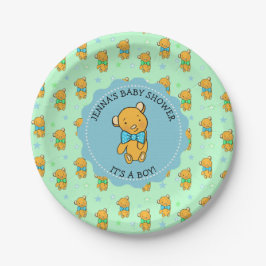 Plato De Papel El Baby Shower del chico del oso de peluche
