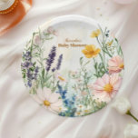 Plato De Papel El bebé de flores silvestres rosadas en flor en fl<br><div class="desc">Completa tu disposición de la mesa de la ducha de bebé con nuestras placas de papel de la ducha con flores de primavera Verde azulada y Rubor Baby In Bloom. Diseñados con delicados florales de color ruidoso y verde azulado, estos platos le dan un toque fresco y sofisticado a su...</div>