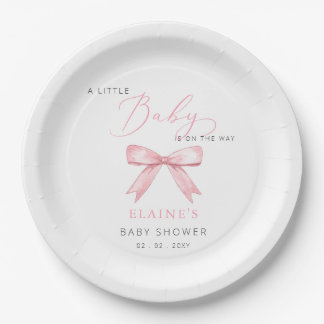 Plato De Papel El bebé está en camino Chica de Bow rosa Baby Show