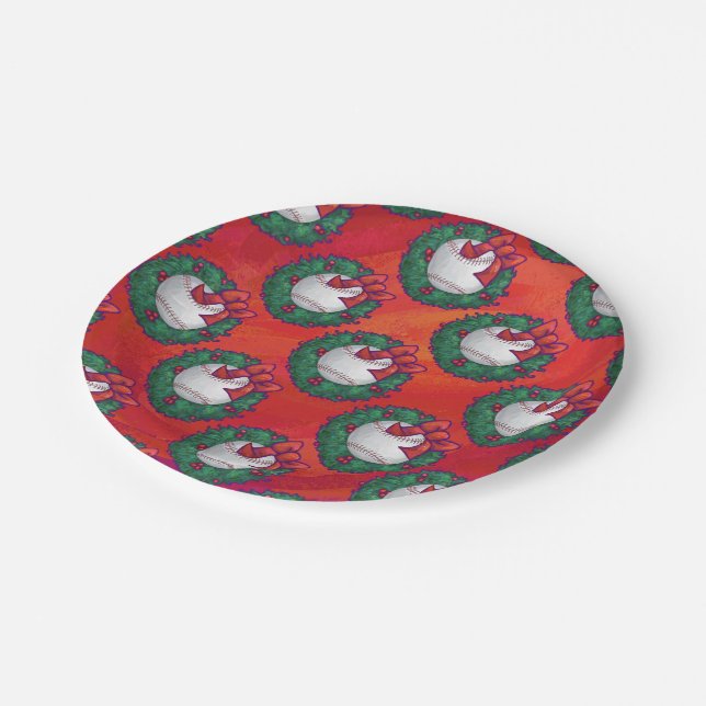 Plato De Papel El béisbol en la corona roja (Angular)